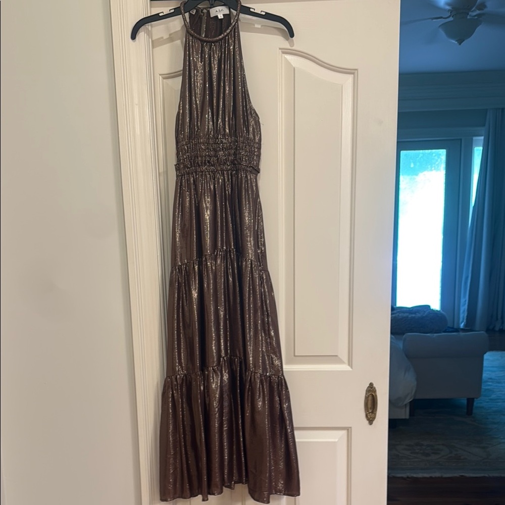 A.L.C. Metallic Brown Halter Dress
